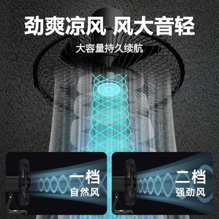 锂电池风扇充电风扇8寸大风力家用小型户外便携摇头调档台扇无线