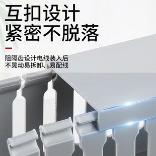 PVC线槽电线电箱U布线槽塑料明装 配电柜走线槽灰色工业阻燃配线槽