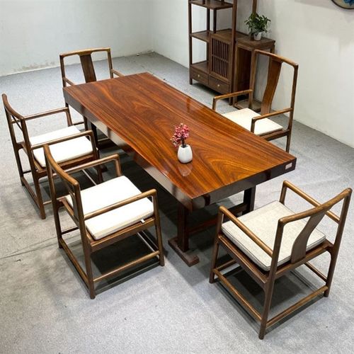 绿心檀实木大板桌奥坎茶桌茶台老板办公桌餐桌面原木整块桌板家用