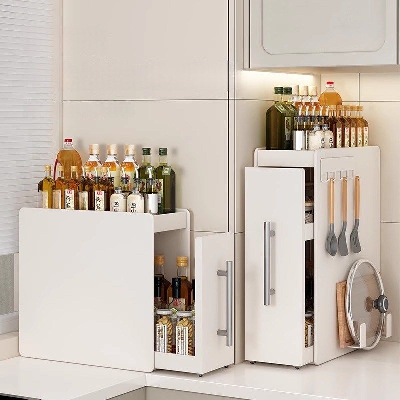 厨房窄款调料架台面抽拉式多层防尘收纳柜油盐酱醋调味料置物架