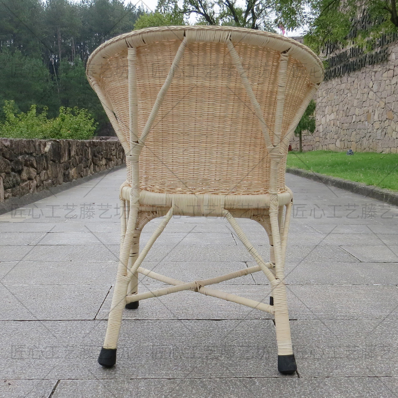 天然真藤编织护腰藤椅老人椅单人老式办公家用阳台茶桌休闲滕靠椅