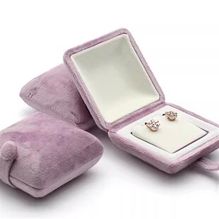 高档淡紫色丝绒珠宝包装礼盒戒指盒项链盒子珍珠手串盒节日礼品盒