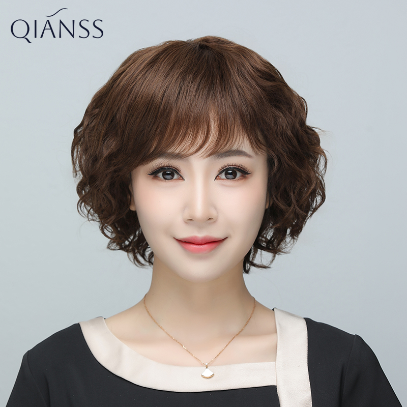 短卷发假发全头套女真人发丝中老年女妈妈假发自然减龄羊毛卷发