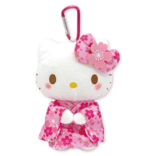 HelloKitty日本正版 粉色樱花凯蒂猫kt猫公仔玩偶收纳袋包挂件
