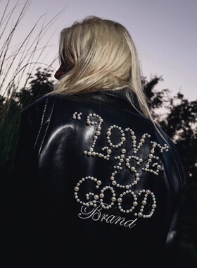 【徐海乔同款】GOODBRAND 轻奢时尚高级珍珠皮衣夹克外套男女同款