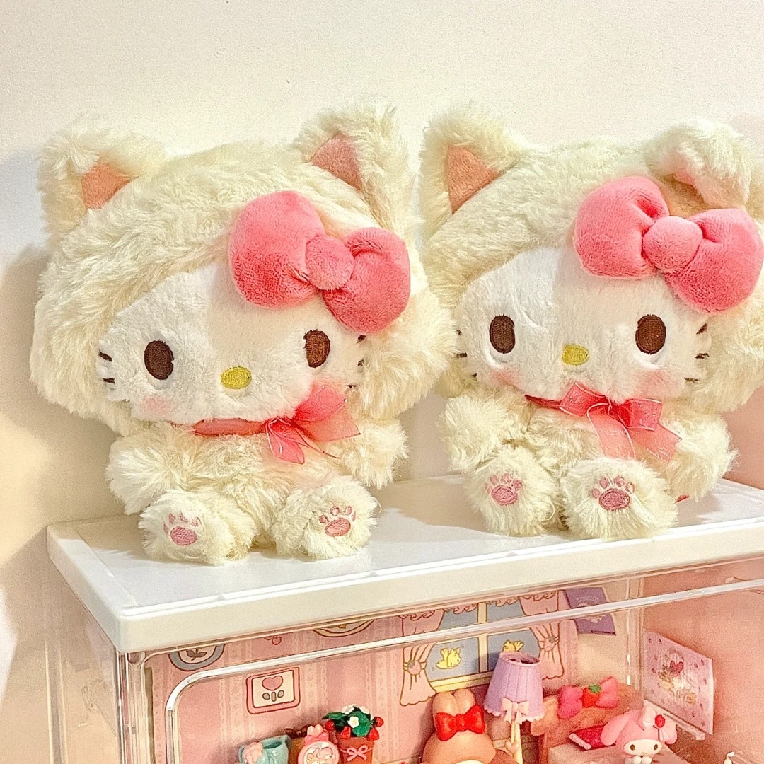 HelloKitty 软萌猫咪白色龙猫 日本正版SANRIO三丽鸥毛绒公仔