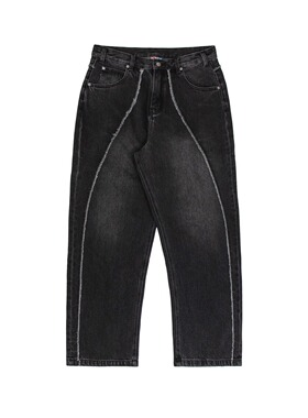 【官方正品】VandyThePink 25FW 黑色毛边牛仔裤 男女同款