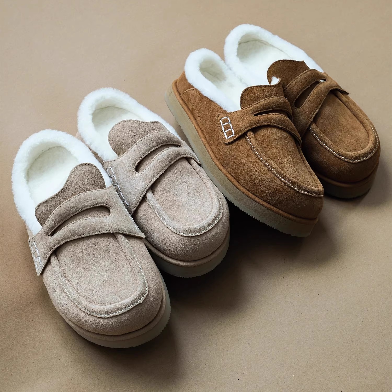 EpidePrefab加绒一脚蹬乐福鞋