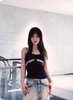 GOODBRAND LOGO'S harn 2024夏季新款深蓝色吊带内搭辣妹美式复古