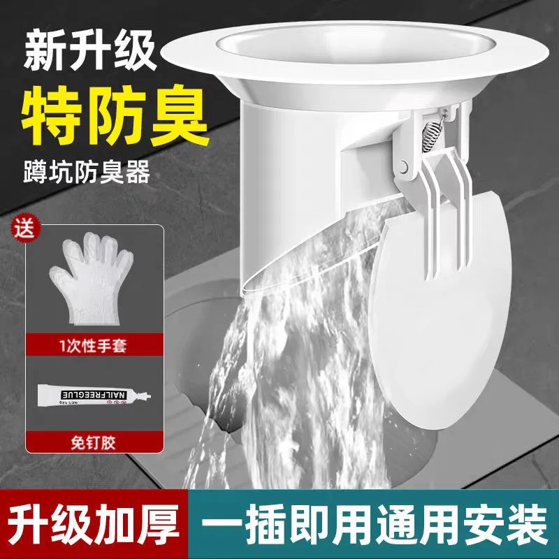 卫生间蹲便器蹲坑防臭厕所堵臭器堵洞反味神器大便除臭便池盖