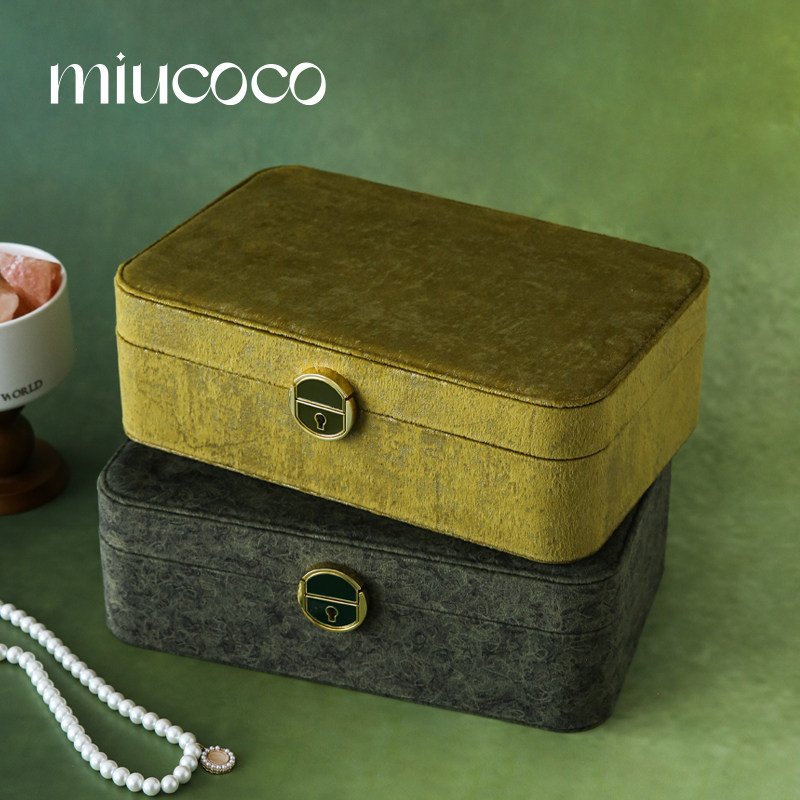 带锁黄金首饰收纳盒高档精致轻奢大容量项链耳钉丝绒手饰品首饰盒