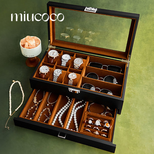 木质手表收纳盒墨镜收纳多层首饰盒收纳盒高档精致戒指项链手链