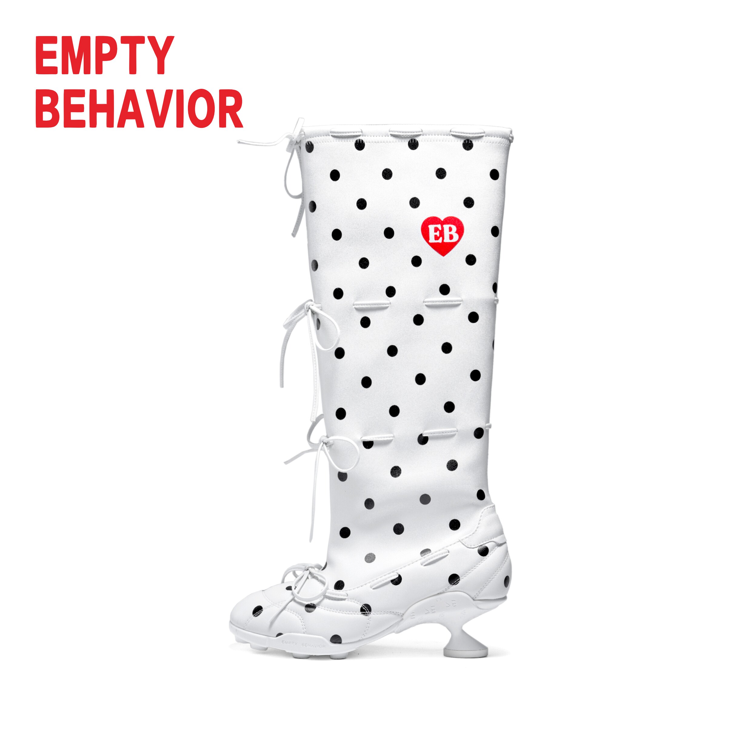 EMPTY BEHAVIOR·波点芭蕾绑带套靴 红白波点爱心元素