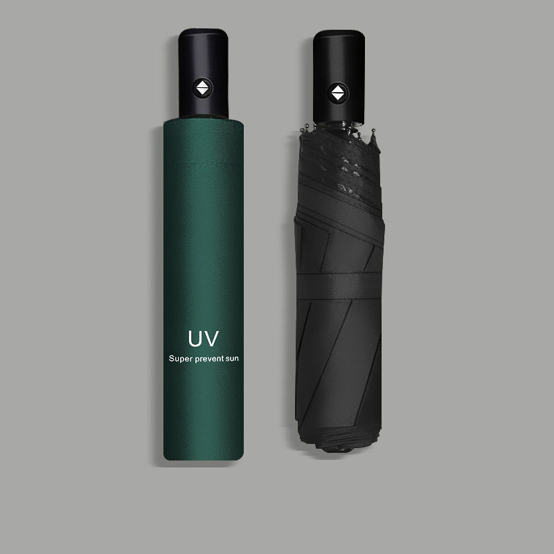 UV全自动折叠雨伞太阳伞黑胶晴雨两用遮阳伞三折伞广告伞LOGO
