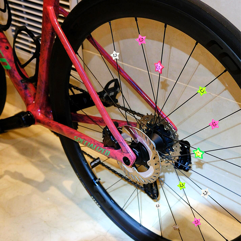 自行车辐条装饰车轮星星灯山地车反光贴小布改装配件单车骑行装备