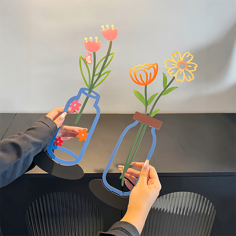 新家的100个快递｜2d平面彩印花瓶装饰摆件创意桌面客厅插花ins风