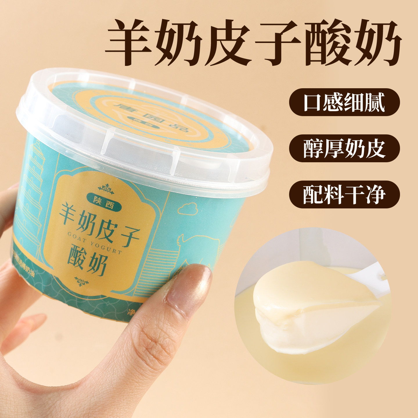 西安特产唐园品羊奶皮子酸奶100gx6盒整箱营养早餐