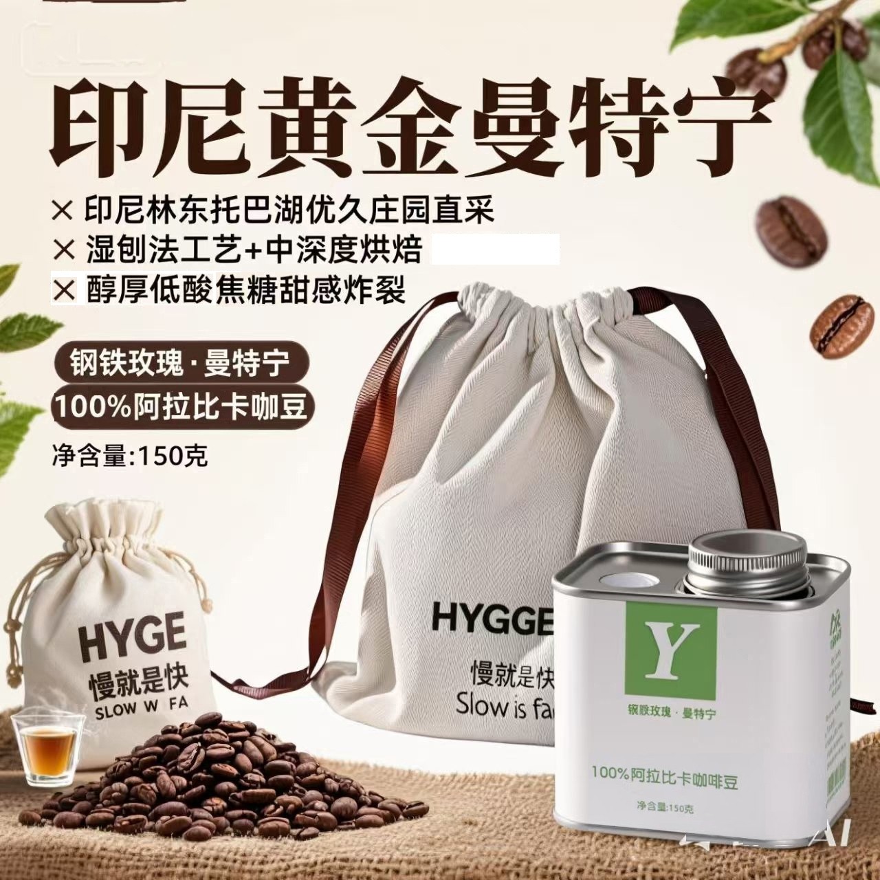 印度尼西亚100%阿拉比卡曼特宁咖啡豆中度烘焙手冲精品咖啡豆