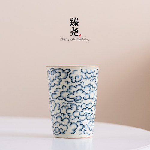 陶瓷青花可乐杯高档家用主人杯