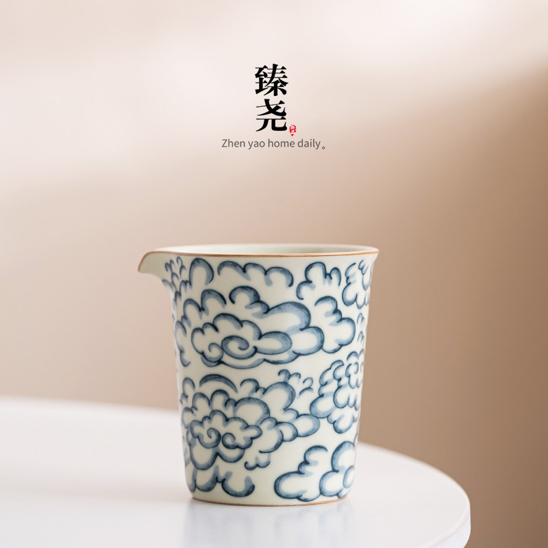 汝窑祥云公道杯复古家用青花公杯单个茶滤功夫茶具手抓公杯分茶器,餐饮具,公道杯,淘宝优惠券,粉丝福利购,淘宝优惠卷