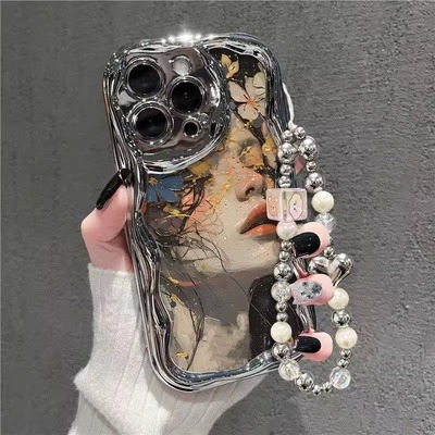 华为新款高级感电镀银挂绳保护套