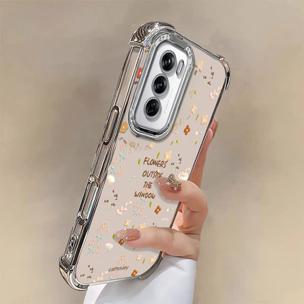 满屏碎花适用OPPOReno12手机壳Reno13高级感14Pro轻奢风11超好看10保护套reno9全包透明8Por+电镀四角防摔7se