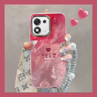 适用荣耀x70i手机壳女款 X60Pro喜乐爱心X50GT高级感国潮创意X40i自带镜头膜x30全包防摔保护套honor带手链X70