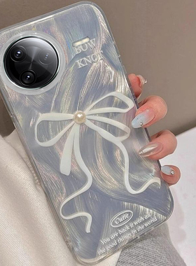 适用红米k80新款手机壳K70珍珠蝴蝶结k60简约女款k50个性创意k40高级感radmi小米note14Pro+全包13大孔12防摔