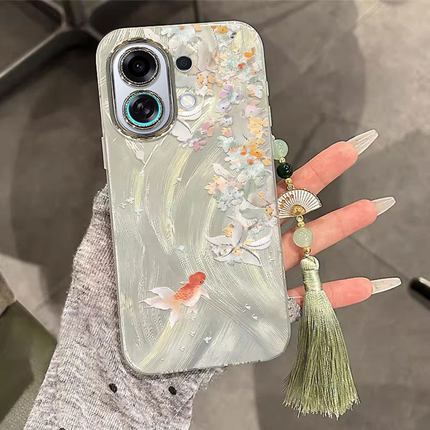 适用OPPOK13Turbo手机壳K12S桂花锦鲤K11新款中国风k9x流苏挂绳OPPO高级感女FidnX8全包防摔X7自带镜头膜X6套