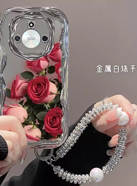 适用荣耀x50i手机壳x50i+新款女x60Pro电镀银x40高级感x30红色玫瑰x20se简约个性创意honor华为荣耀x10保护套