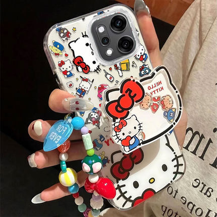 满屏KT猫适用OPPOReno14手机壳Reno13新女款12Pro高级感11可爱卡通10支架手炼reno9全包防摔8/7大孔超薄软壳