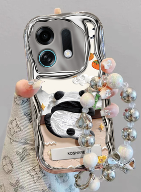 适用OPPOK13turbo手机壳K13TurboPro柿子熊猫K12s可爱卡通K11带挂绳OPPO新款K10Pro全包防摔K9电镀银保护套