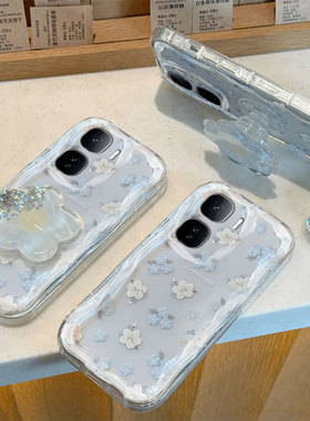 适用iQOONeo11手机壳10Pro+蓝白花朵icoo爱酷neo9高级感8Pro新款女7SE保护套iqoo全包防摔neo6/5支架曲边软壳