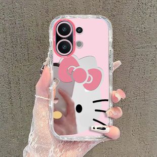 創(chuàng)意S20新女款 凱蒂貓適用vivoS30手機(jī)殼S30Promini個(gè)性 s19Pro高級(jí)感s18e化妝鏡s17全包防摔s16軟鏡面s15外殼