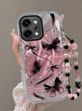 适用OPPOReno14手机壳Reno13飞舞蝴蝶12/11轻奢女款10Pro+高级感带挂绳reno9全包防摔8Pro不会撞壳7se小清新