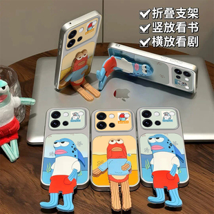 适用vivoS60手机壳新款S50Promini比奇堡居民S30可爱卡通S20创意公仔S19大孔防摔s18仿原小羊皮s17/s16保护套