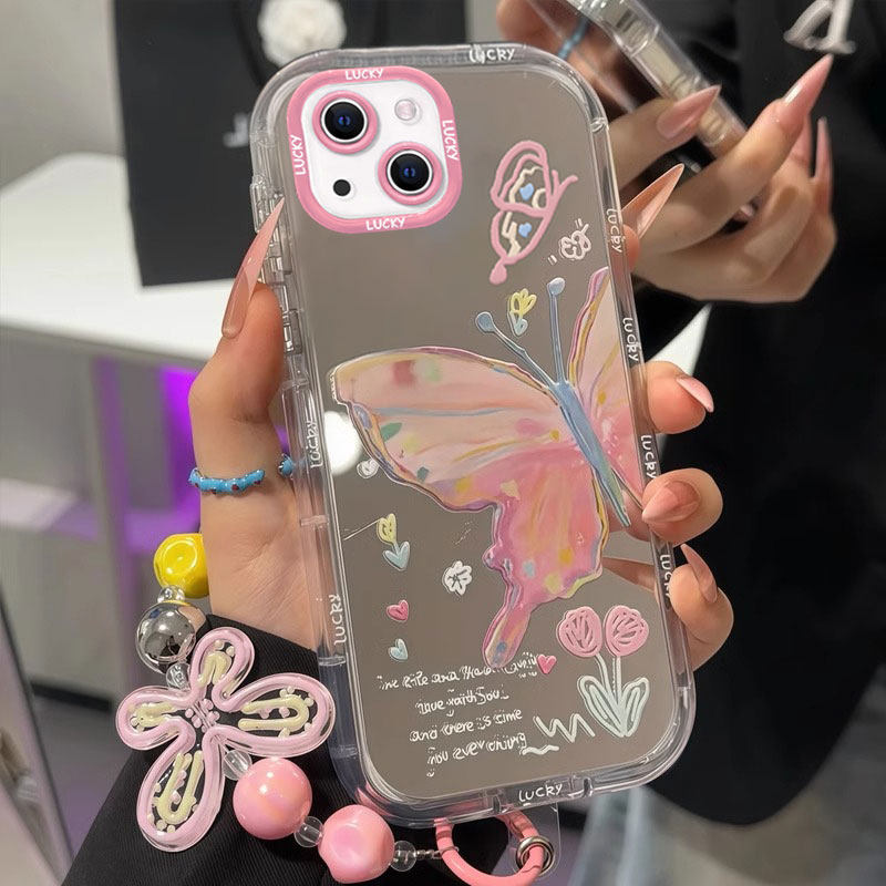 适用苹 果15手机保护壳16Promax蝴蝶镜面14Plus高级感13Pro轻奢风12带挂绳11女新款iPhone8全包7/6防摔X不会,3C数码配件,手机保护套/壳,淘宝优惠券,粉丝福利购,淘宝优惠卷