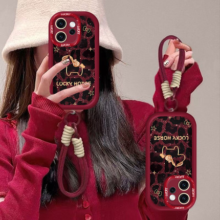 适用OPPOReno15Pro手机壳Reno14豹纹小马13Pro高级感2026新年款12带挂绳11全包10防摔reno9/8硅胶7/6保护套