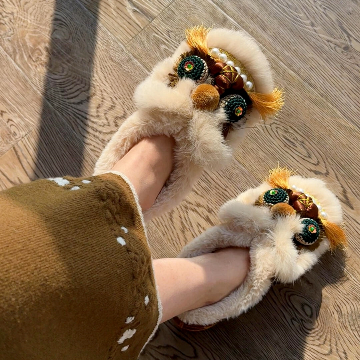 虎头鞋女成人国潮非遗加绒加厚保暖棉鞋冬季手工民族风一脚蹬布鞋