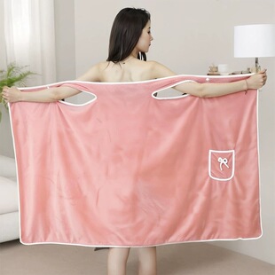 懒人浴裙加长新款 浴巾女家用非全棉纯棉吸水速干可穿可裹巾浴袍式