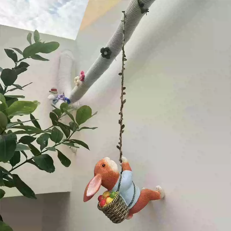 爬藤小兔子挂件小动物悬挂装饰品