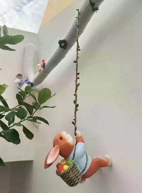 爬藤小兔子挂件小动物悬挂装饰品