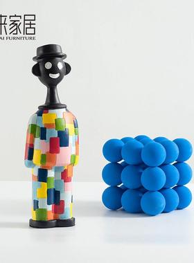 现代简约马赛克黑人摆件客厅酒柜轻奢高档装饰品样板间电视柜摆设