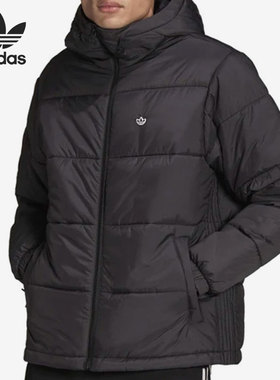 Adidas/阿迪达斯正品三叶草休闲男子连帽运动保暖棉服 H13555