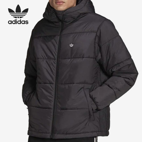 Adidas/阿迪达斯正品三叶草休闲男子连帽运动保暖棉服 H13555