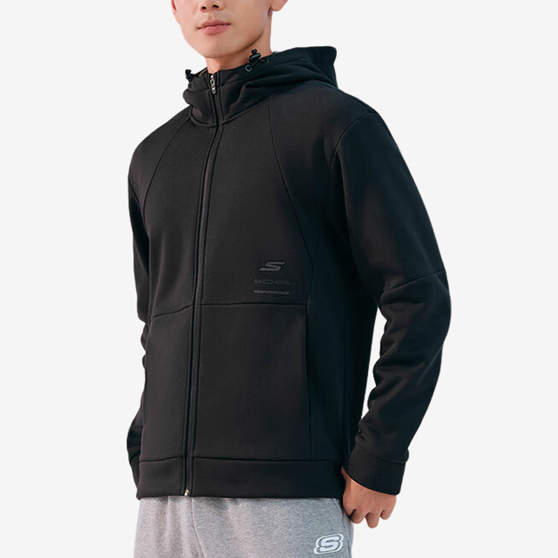 Skechers/斯凯奇正品2024秋季新款男士运动保暖针织连帽外套