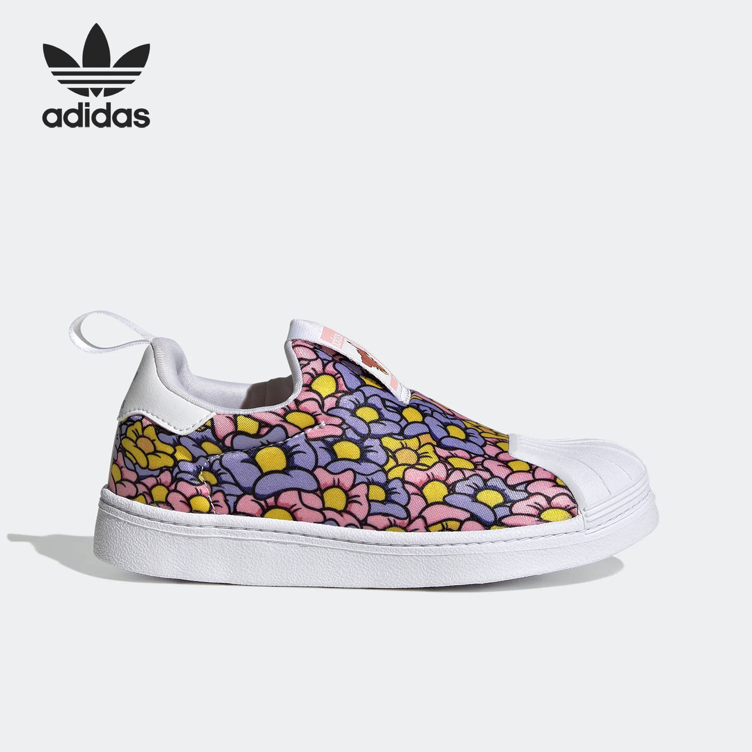 Adidas/阿迪达斯正品三叶草花卉贝壳头儿童休闲板鞋GX3297