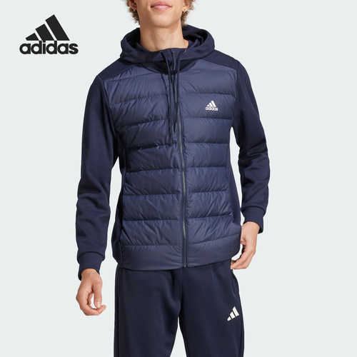 Adidas/阿迪达斯正品新款男士保暖拼接运动连帽羽绒服JM3256