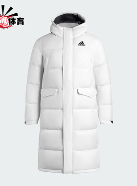 Adidas/阿迪达斯正品2025男士户外长款保暖运动连帽羽绒服KE5406