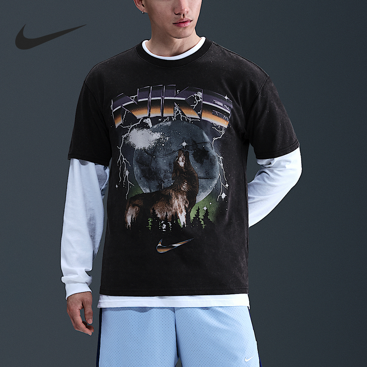 Nike/耐克正品2025男士日常圆领套头透气耐穿宽松短袖IF0458-010